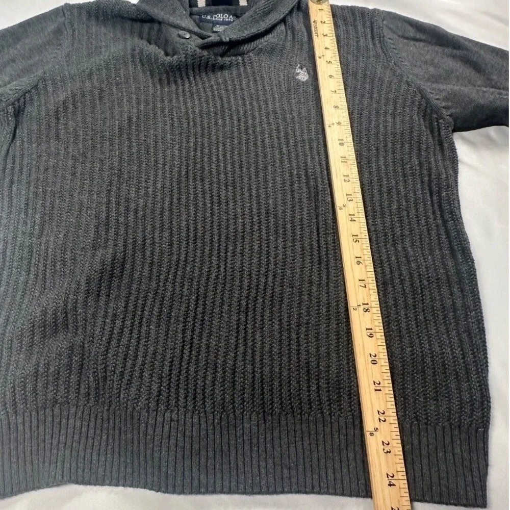 U.S. Polo Assn. Shawl Collar Sweater Men Medium Dark Gray‎ Pullover Knit